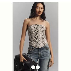 Elegant Snake Print Strapless Blouse